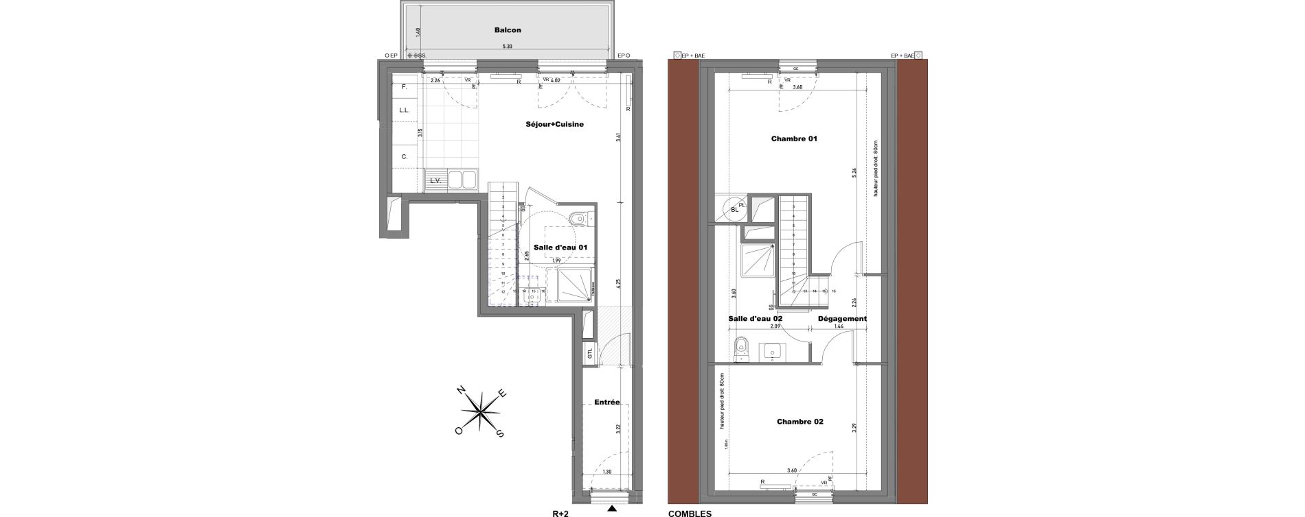 Duplex T3 de 68,29 m2 &agrave; Cabourg Divette