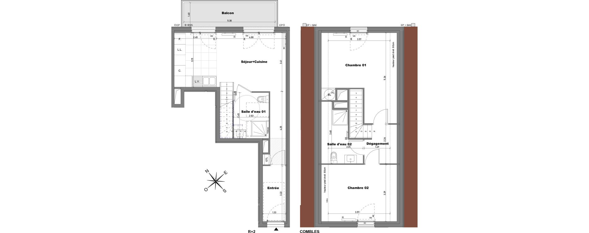 Duplex T3 de 68,78 m2 &agrave; Cabourg Divette