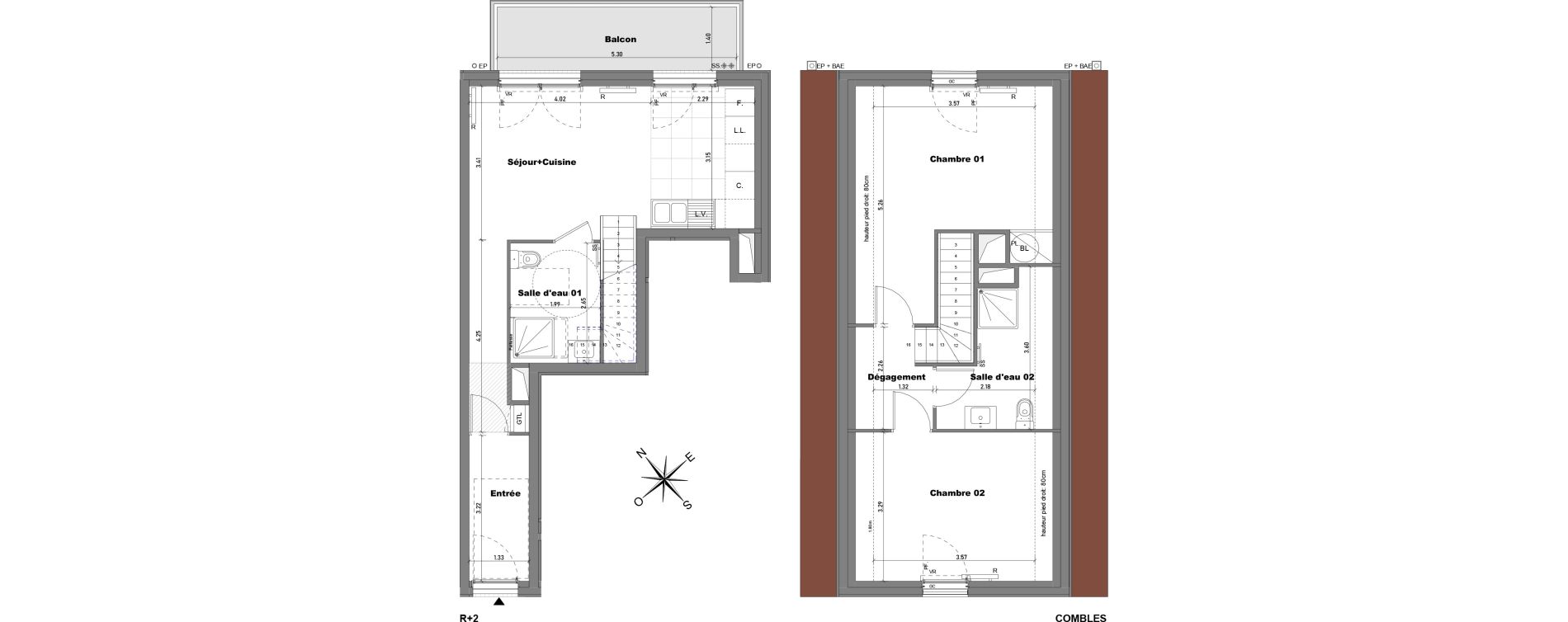 Duplex T3 de 67,96 m2 &agrave; Cabourg Divette