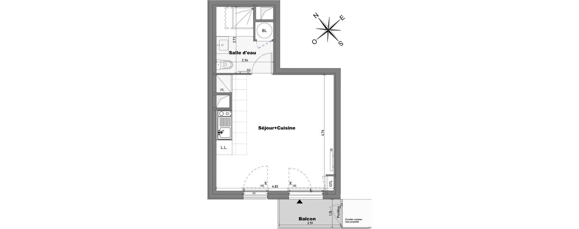 Appartement T1 de 28,05 m2 &agrave; Cabourg Divette