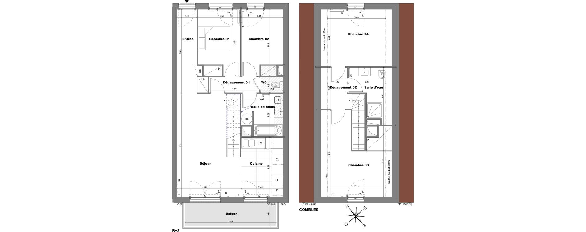 Duplex T5 de 98,17 m2 &agrave; Cabourg Divette