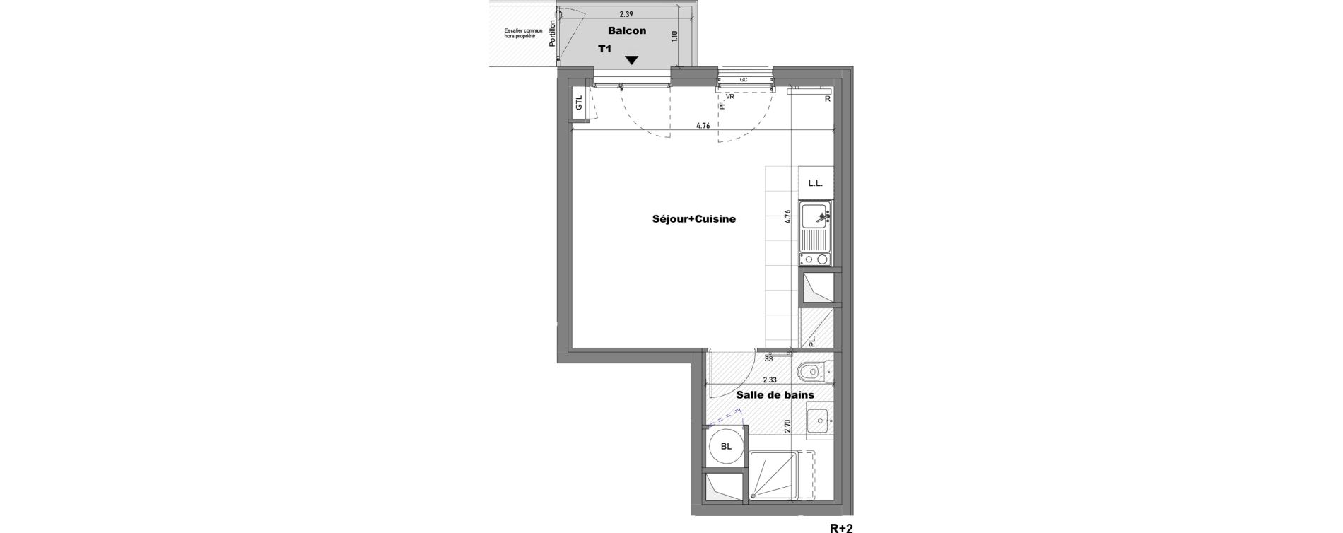 Appartement T1 de 27,74 m2 &agrave; Cabourg Divette