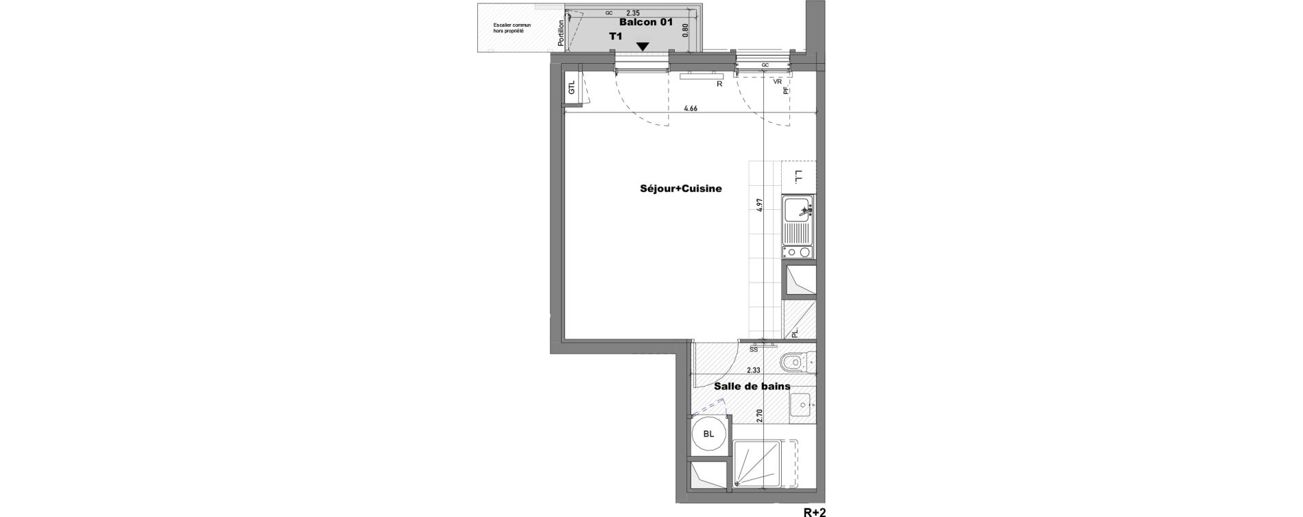 Appartement T1 de 28,23 m2 &agrave; Cabourg Divette