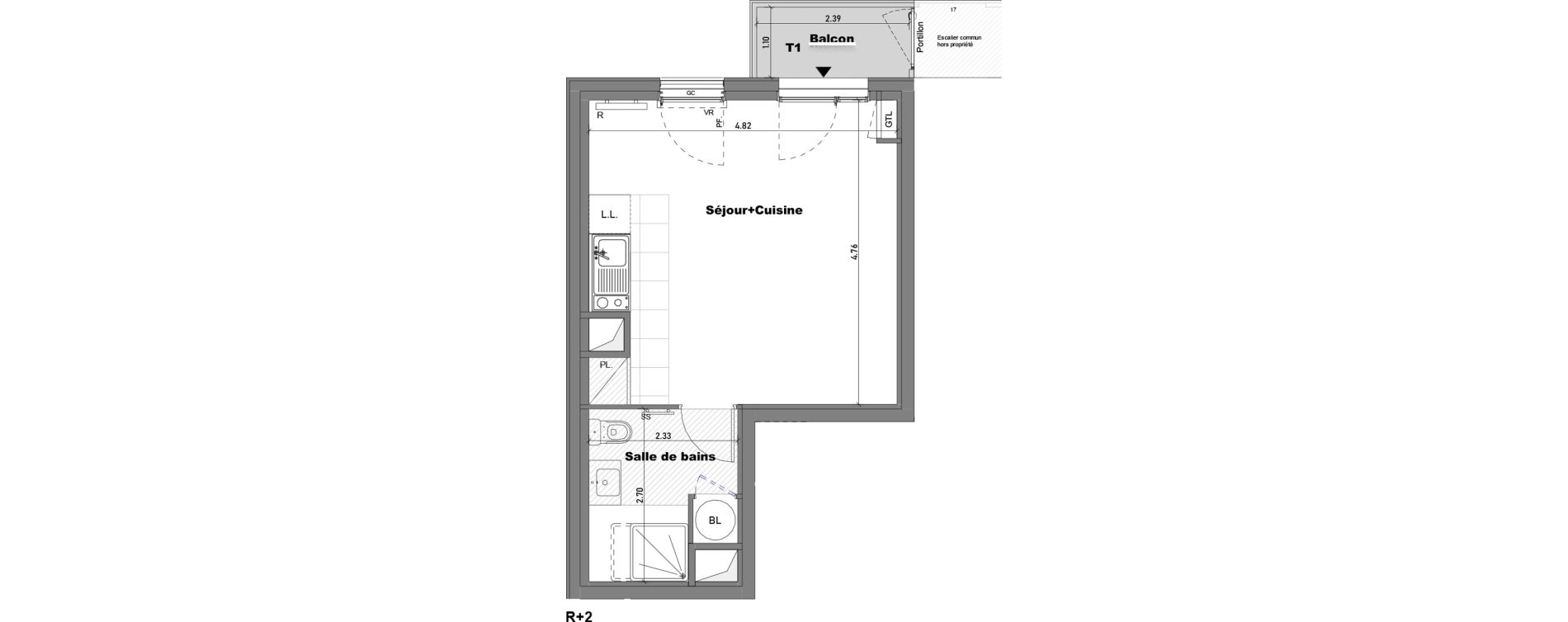 Appartement T1 de 28,06 m2 &agrave; Cabourg Divette