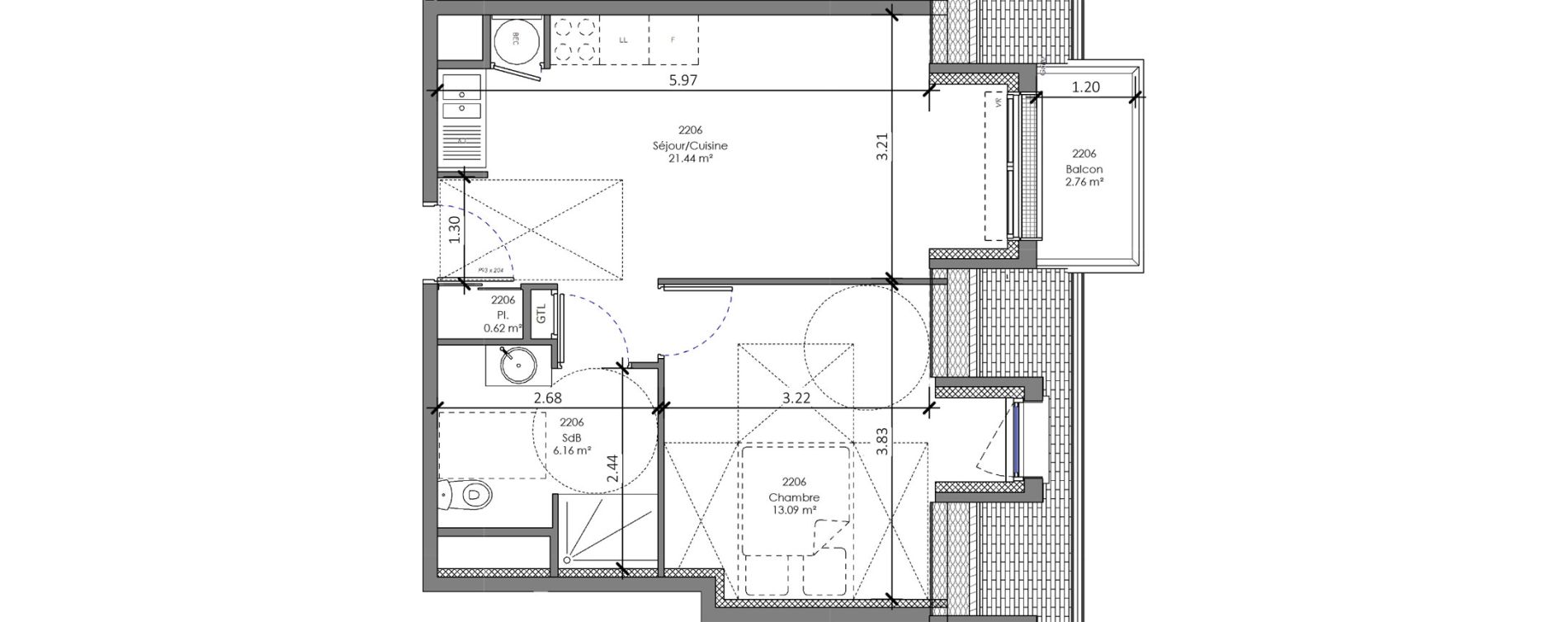 Appartement T2 de 41,31 m2 &agrave; Cabourg Centre