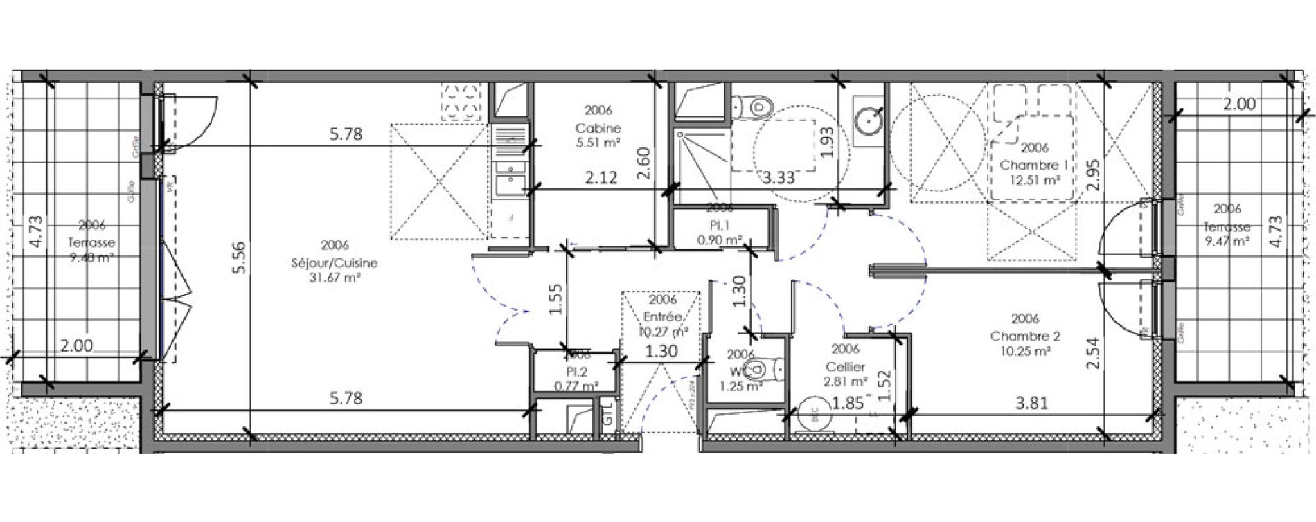 Appartement T3 de 81,71 m2 &agrave; Cabourg Centre