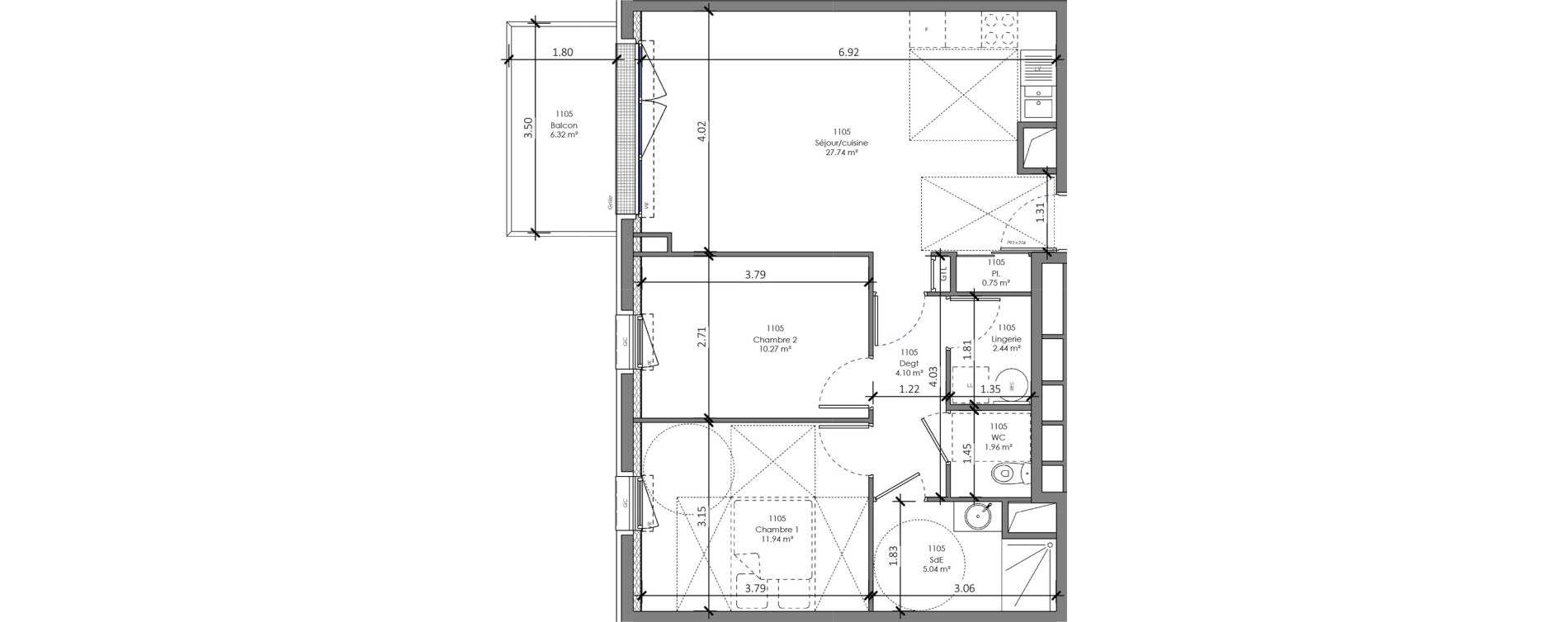 Appartement T3 de 64,24 m2 &agrave; Cabourg Centre
