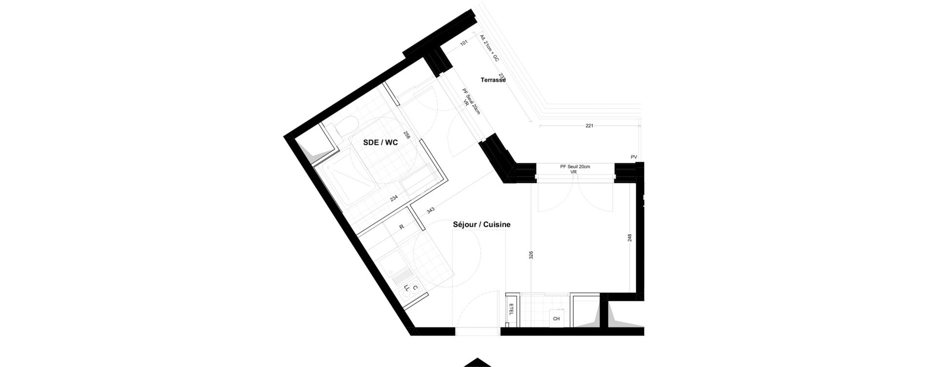 Studio de 24,62 m2 &agrave; Cabourg Centre