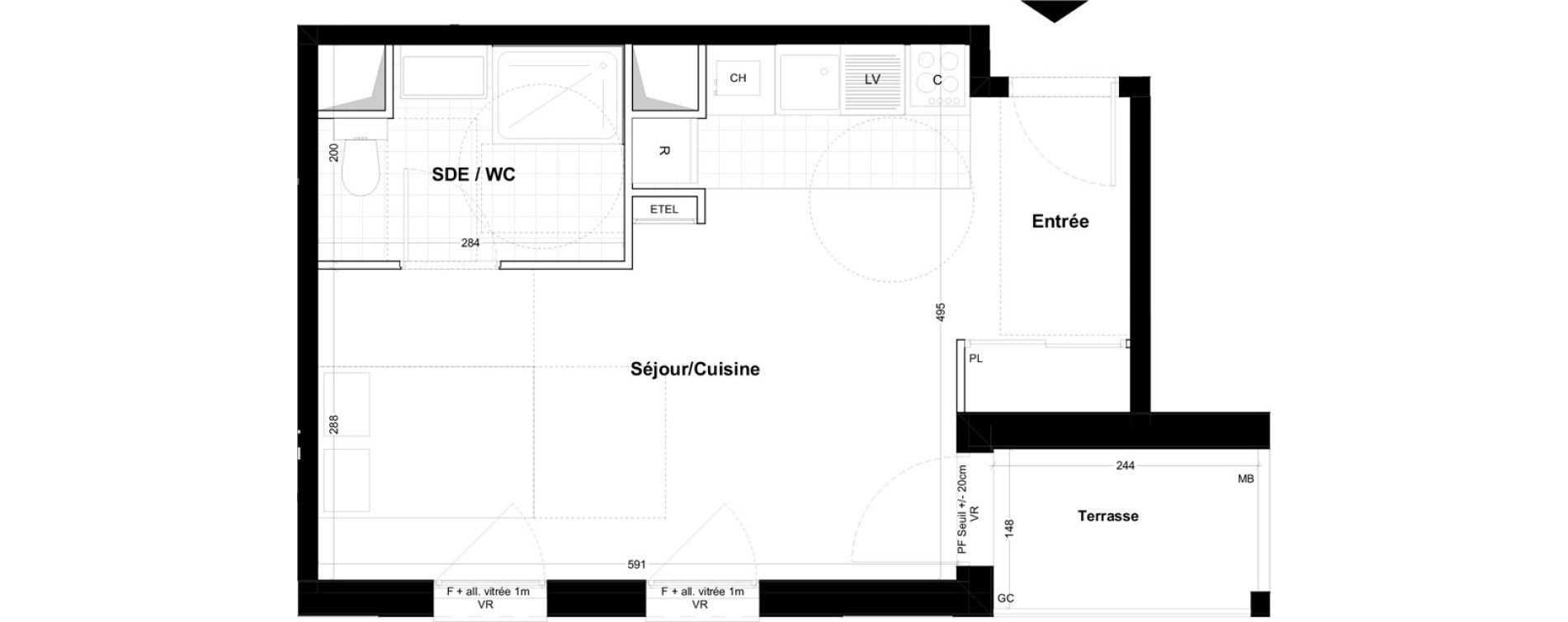 Studio de 32,27 m2 &agrave; Cabourg Centre