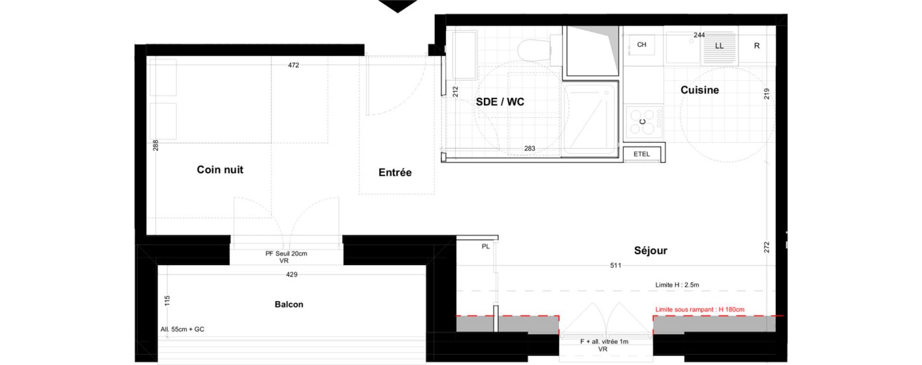Studio de 36,90 m2 &agrave; Cabourg Centre
