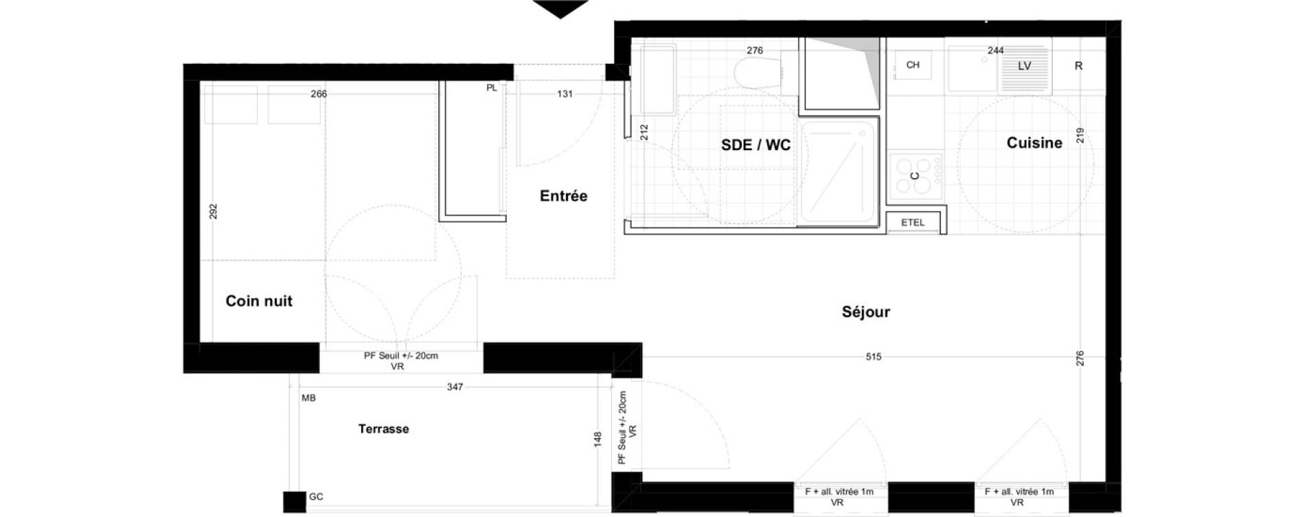 Studio de 38,06 m2 &agrave; Cabourg Centre