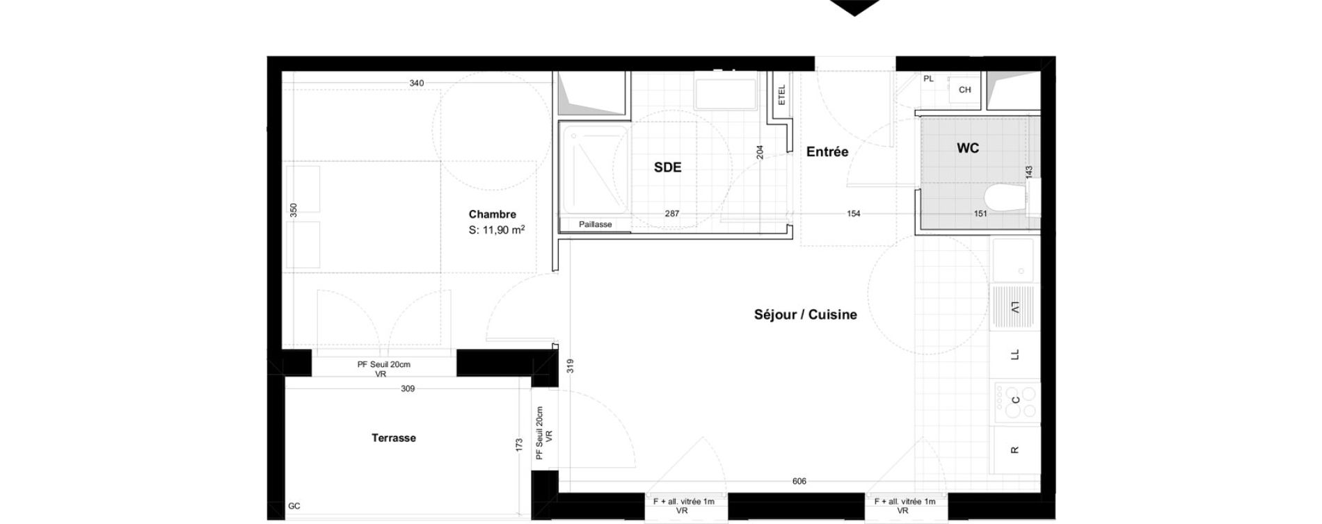 Appartement T2 de 42,14 m2 &agrave; Cabourg Centre