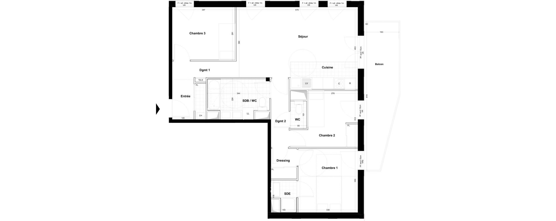 Appartement T4 de 83,11 m2 &agrave; Cabourg Centre