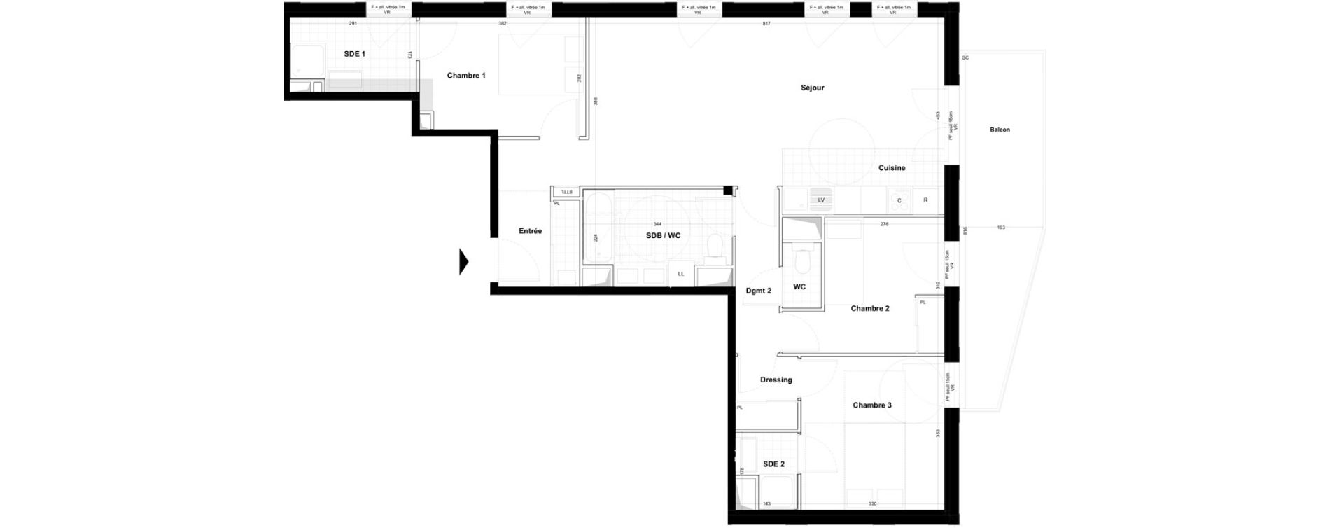 Appartement T4 de 92,53 m2 &agrave; Cabourg Centre