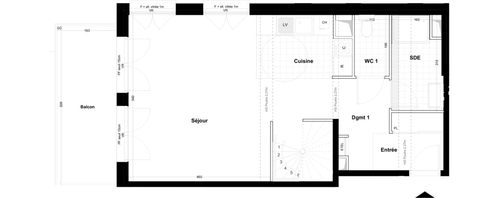 Duplex T5 de 100,53 m2 &agrave; Cabourg Centre