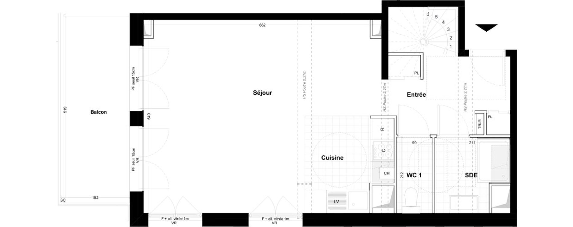 Duplex T5 de 103,55 m2 &agrave; Cabourg Centre