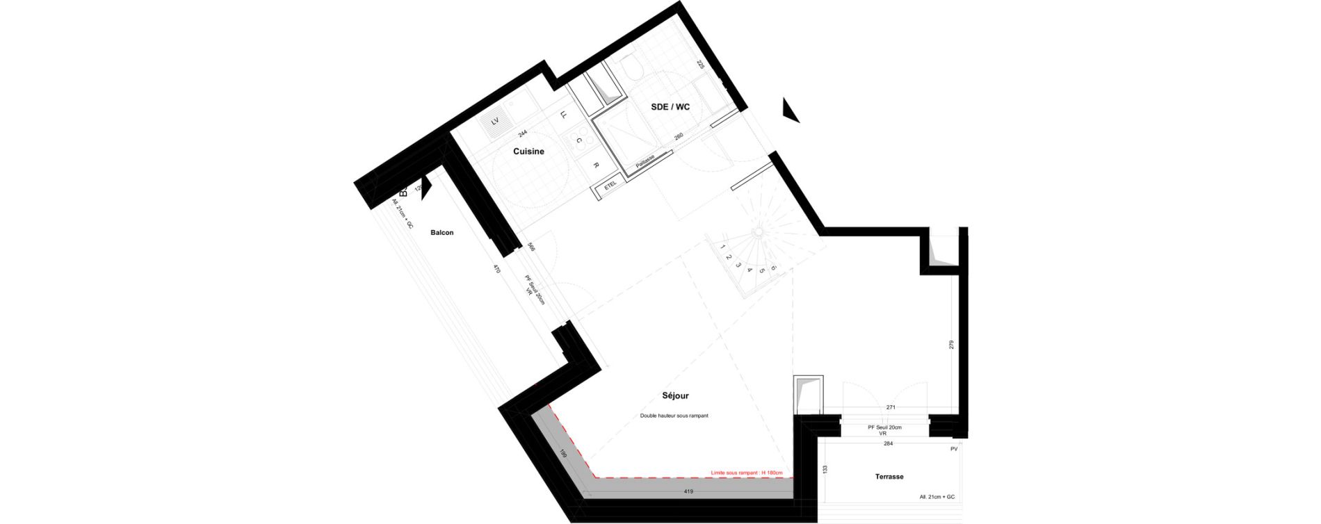 Duplex T5 de 111,71 m2 &agrave; Cabourg Centre