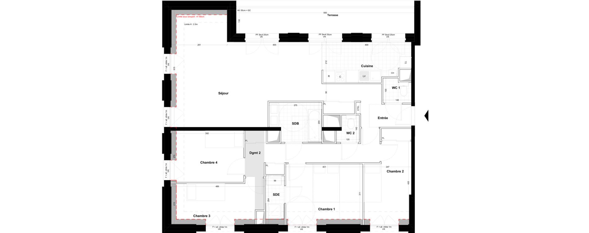 Appartement T5 de 112,52 m2 &agrave; Cabourg Centre
