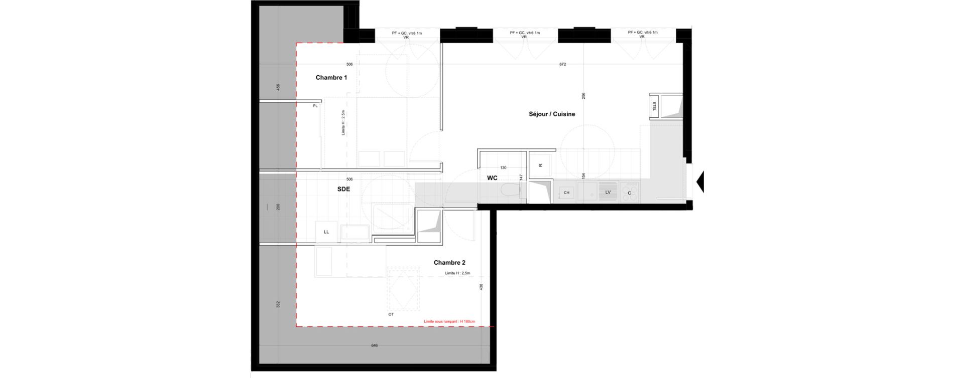 Appartement T3 de 62,89 m2 &agrave; Cabourg Centre