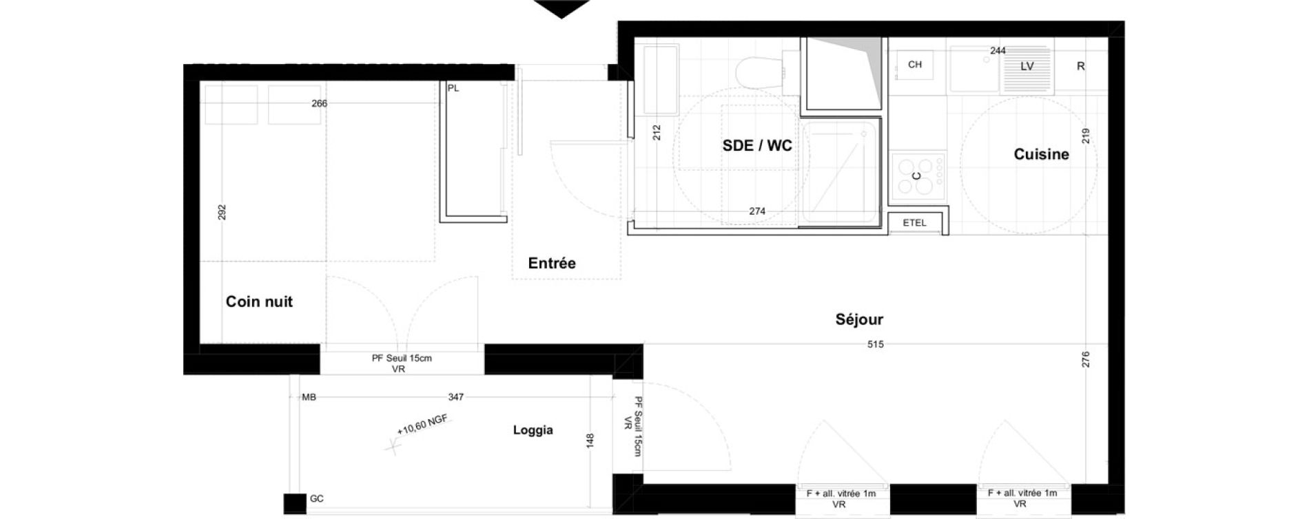 Studio de 38,04 m2 &agrave; Cabourg Centre
