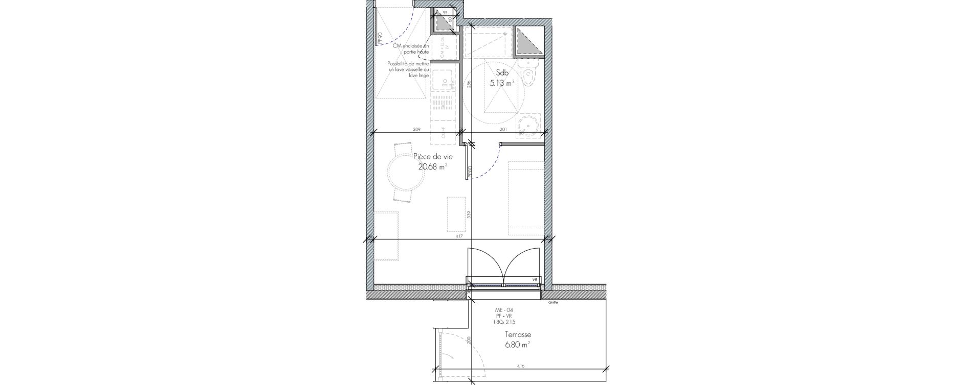 Appartement T1 de 25,81 m2 &agrave; Cabourg Divette