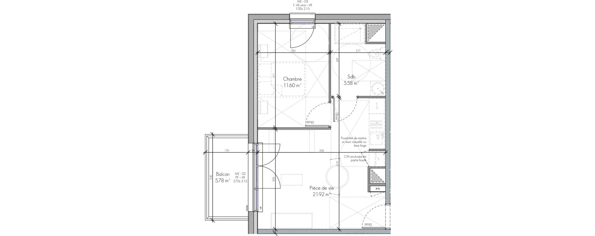 Appartement T2 de 39,10 m2 &agrave; Cabourg Divette