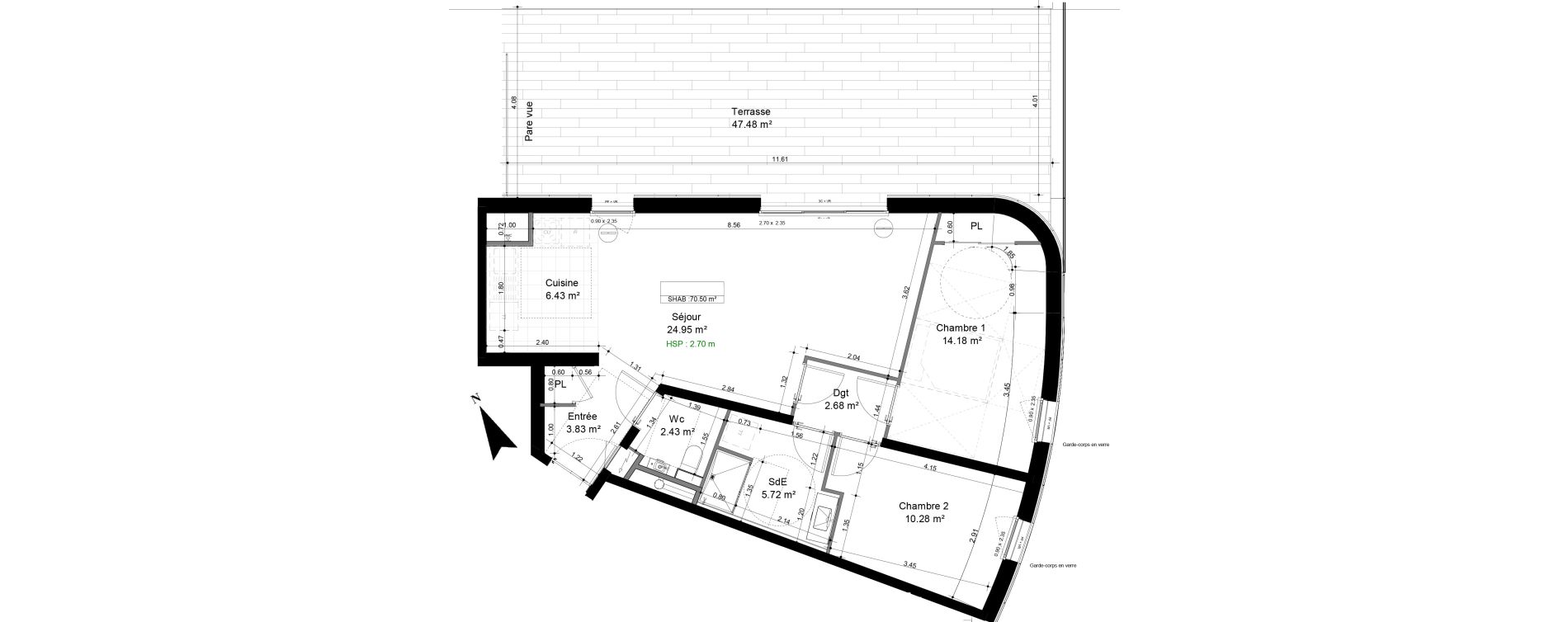 Appartement T3 de 70,50 m2 &agrave; Caen Pr&eacute;fecture