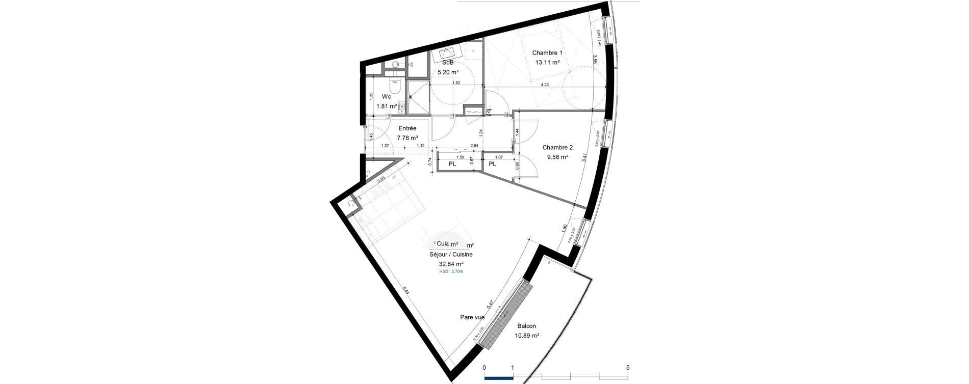 Appartement T3 de 71,00 m2 &agrave; Caen Pr&eacute;fecture