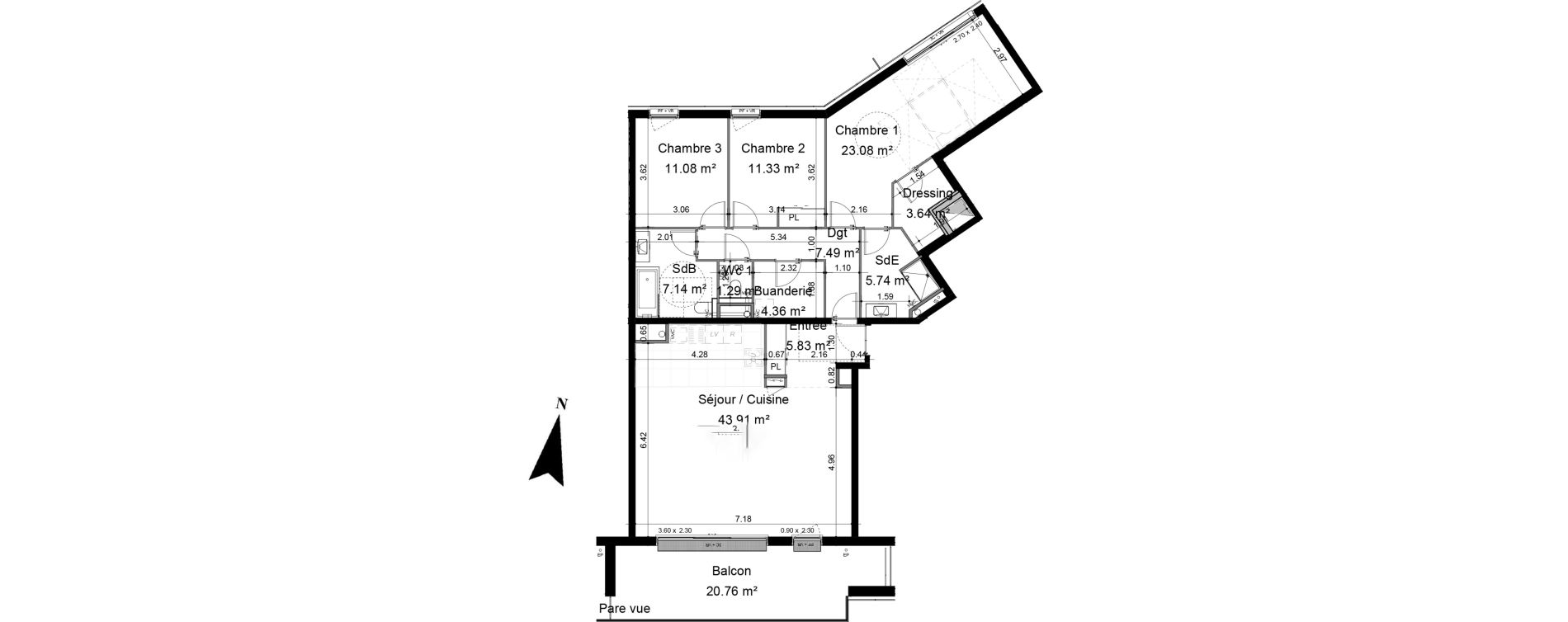 Appartement T4 de 125,77 m2 &agrave; Caen Pr&eacute;fecture