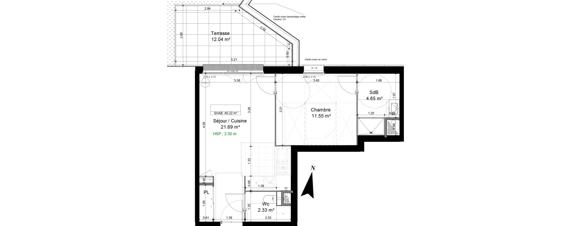 Appartement T2 de 40,22 m2 &agrave; Caen Pr&eacute;fecture