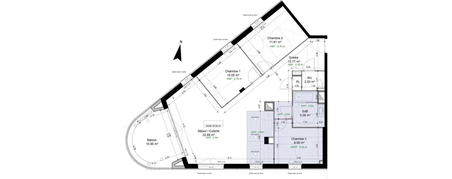 Appartement T4 de 83,28 m2 &agrave; Caen Pr&eacute;fecture