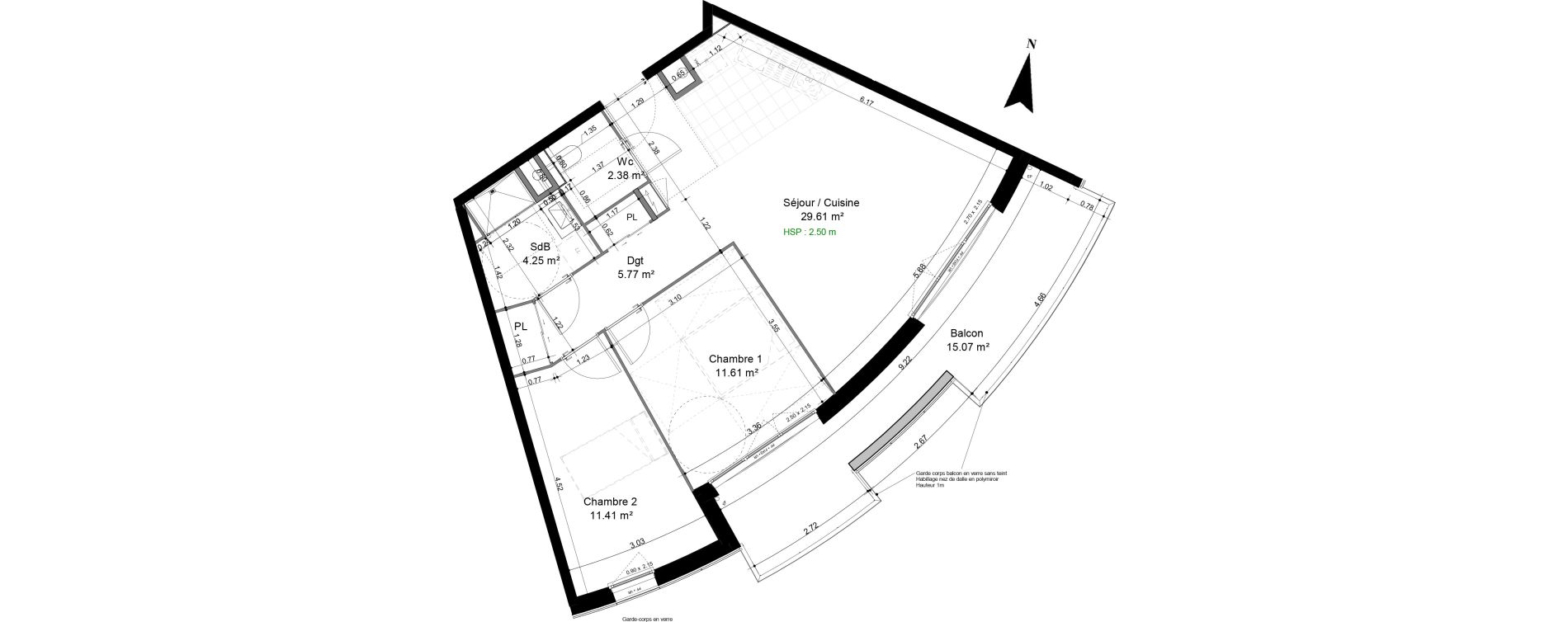 Appartement T3 de 65,03 m2 &agrave; Caen Pr&eacute;fecture