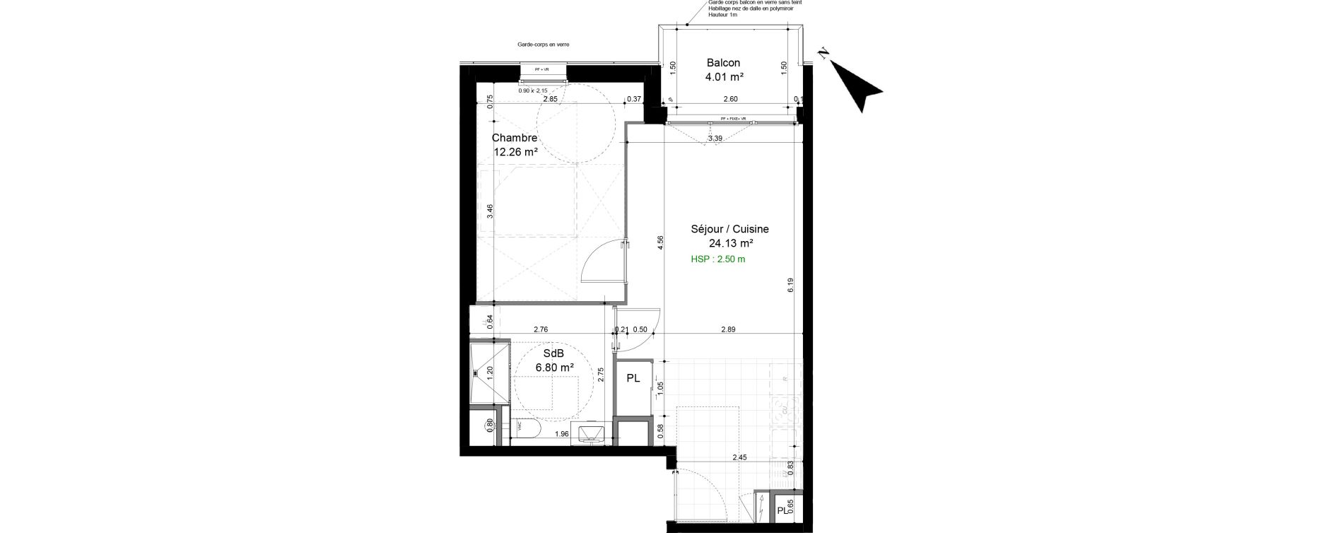 Appartement T2 de 43,19 m2 &agrave; Caen Pr&eacute;fecture