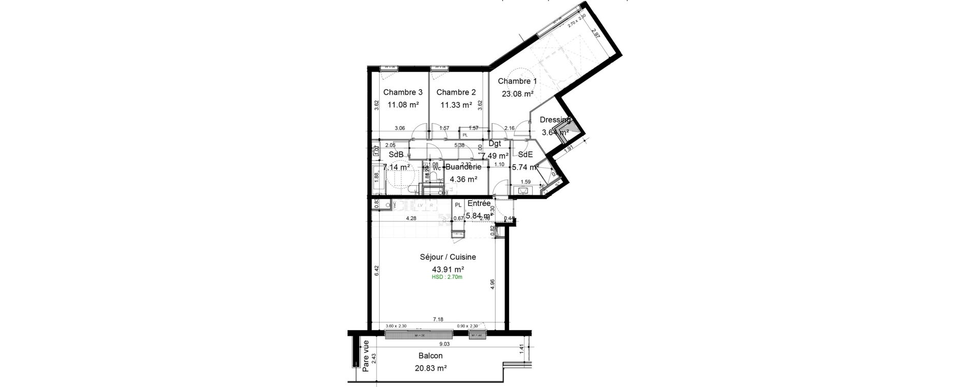Appartement T4 de 124,90 m2 &agrave; Caen Pr&eacute;fecture