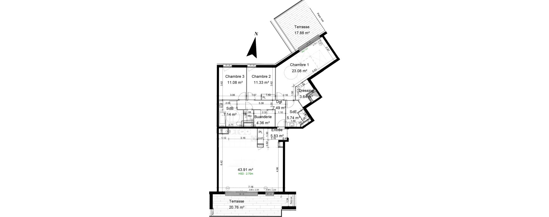 Appartement T4 de 124,89 m2 &agrave; Caen Pr&eacute;fecture