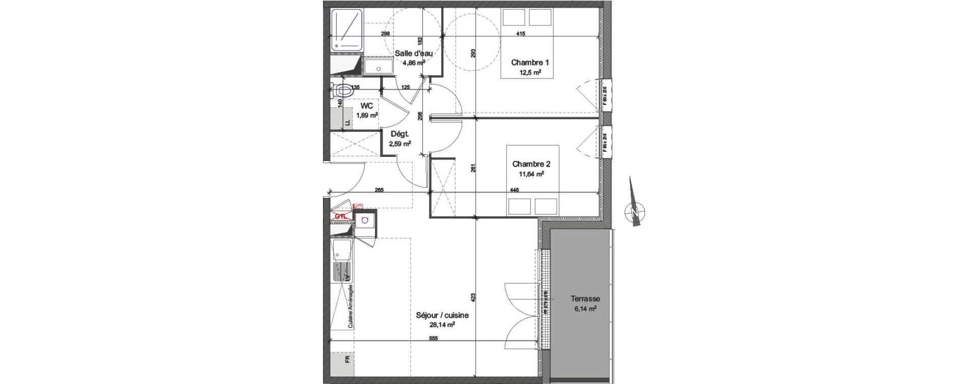 Appartement T3 de 61,62 m2 &agrave; Caen La maladrerie