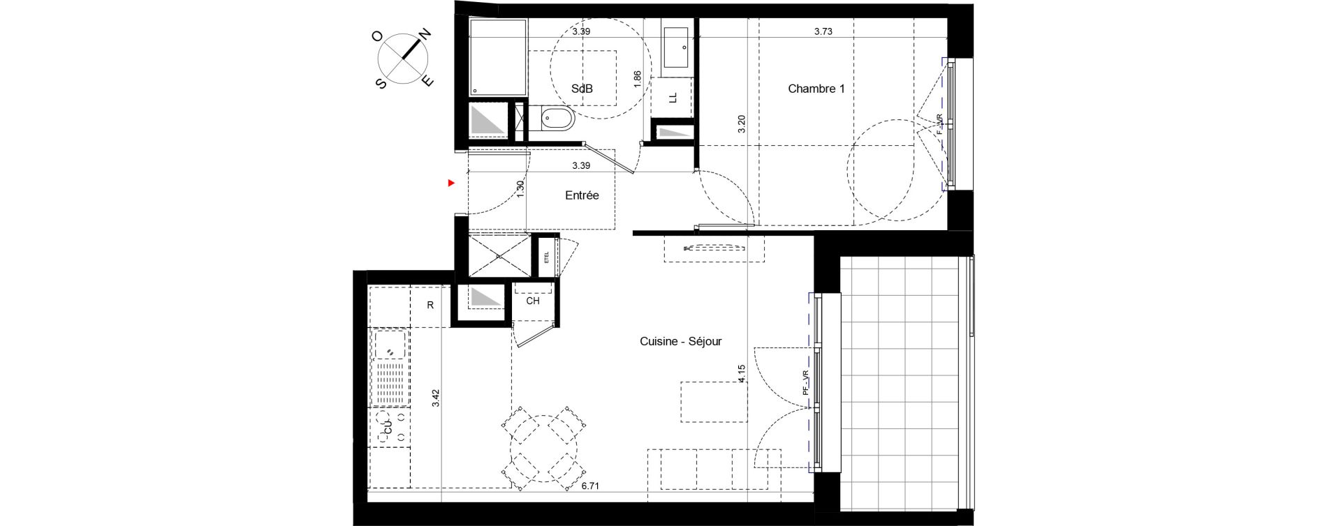 Appartement T2 de 46,67 m2 &agrave; Caen Saint-nicolas