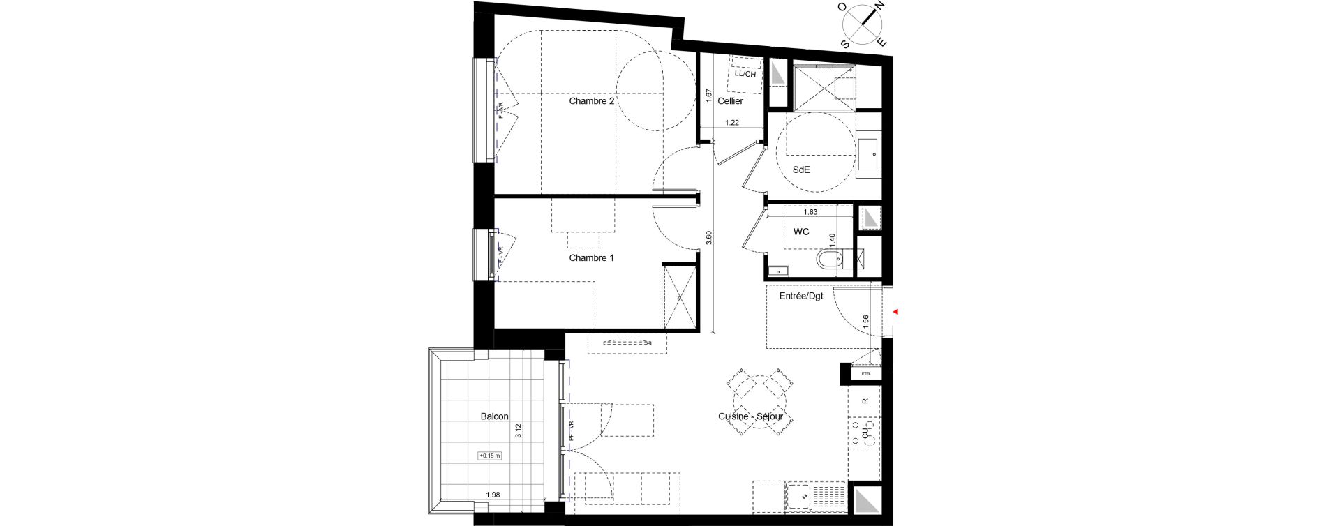 Appartement T3 de 58,29 m2 &agrave; Caen Saint-nicolas