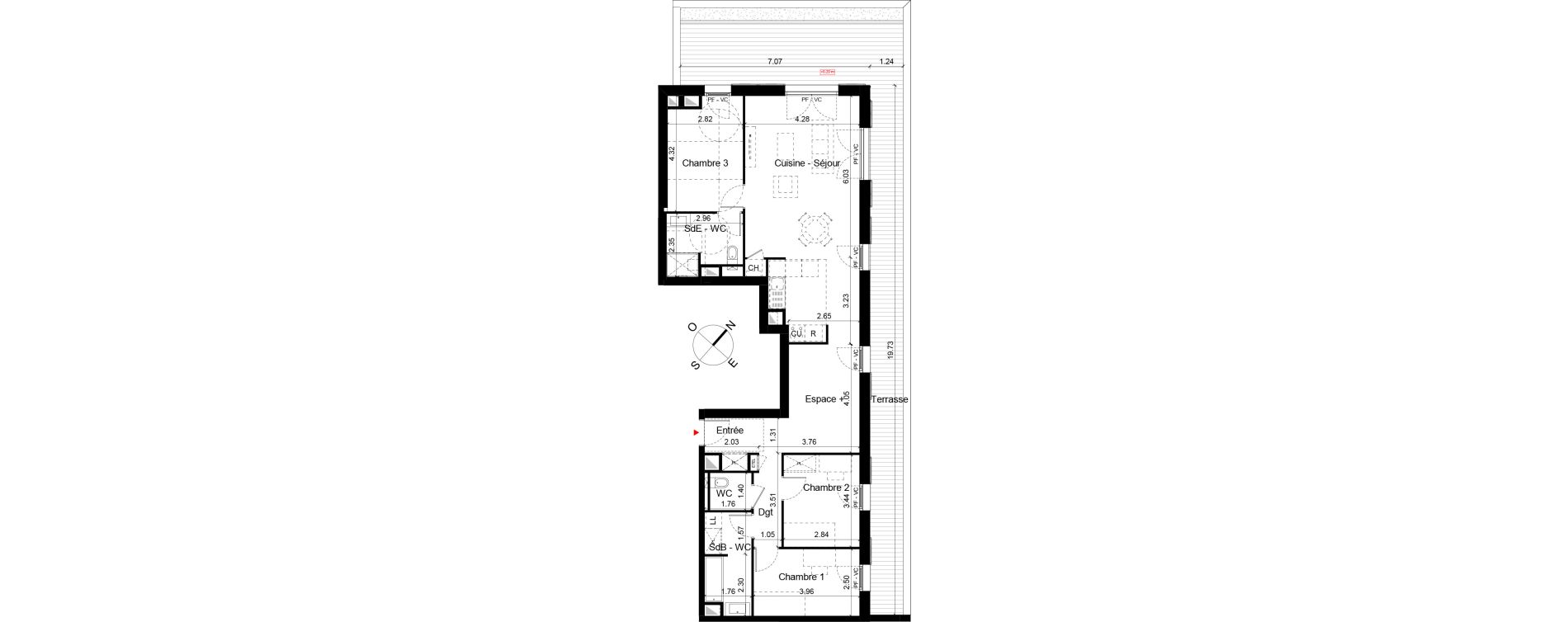 Appartement T4 de 100,54 m2 &agrave; Caen Saint-nicolas
