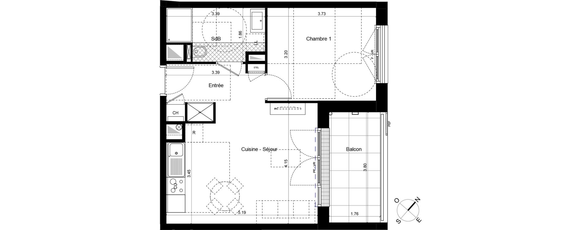 Appartement T2 de 42,65 m2 &agrave; Caen Saint-nicolas