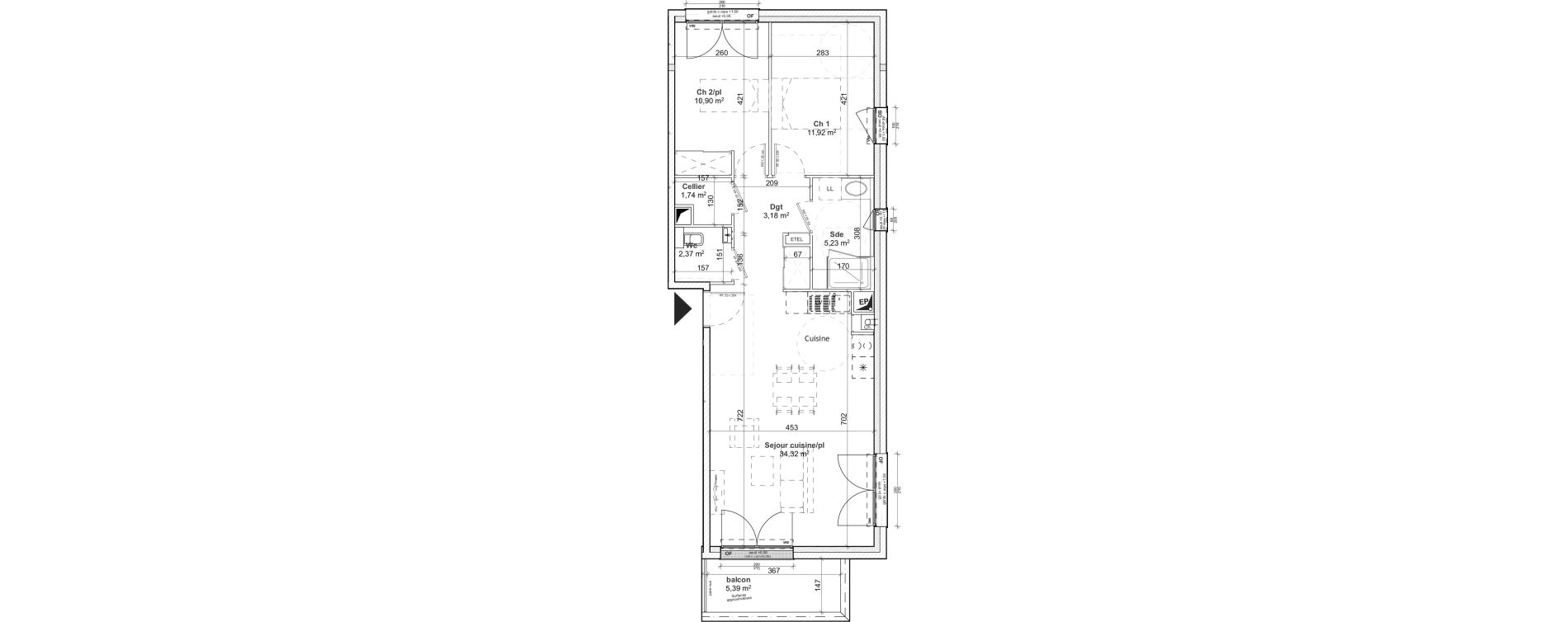 Appartement T3 de 69,66 m2 &agrave; Caen Le port
