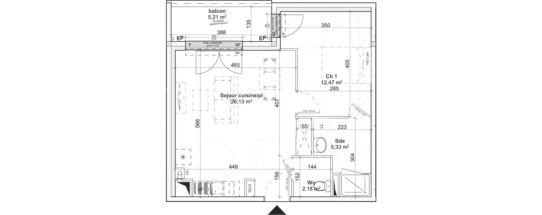 Appartement T2 de 46,11 m2 &agrave; Caen Le port