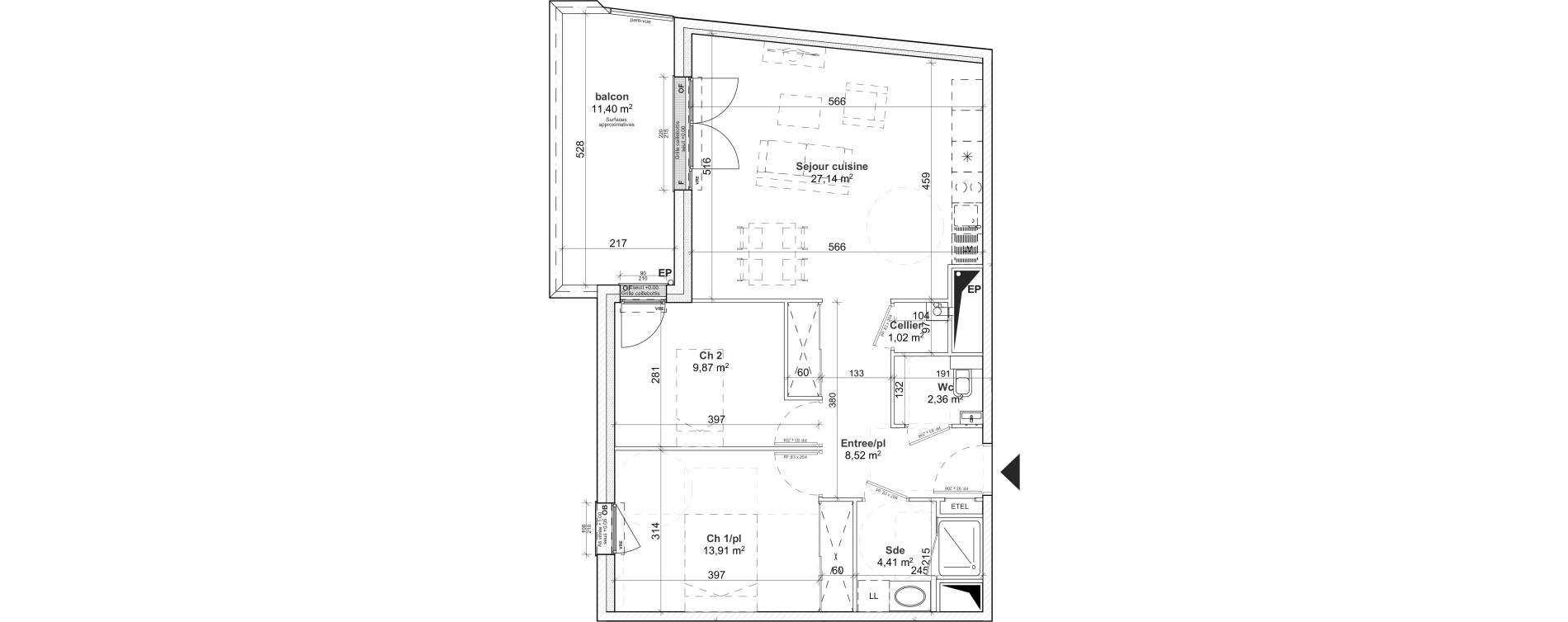Appartement T3 de 67,23 m2 &agrave; Caen Le port