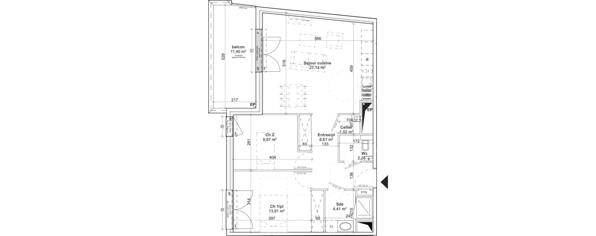 Appartement T3 de 67,24 m2 &agrave; Caen Le port