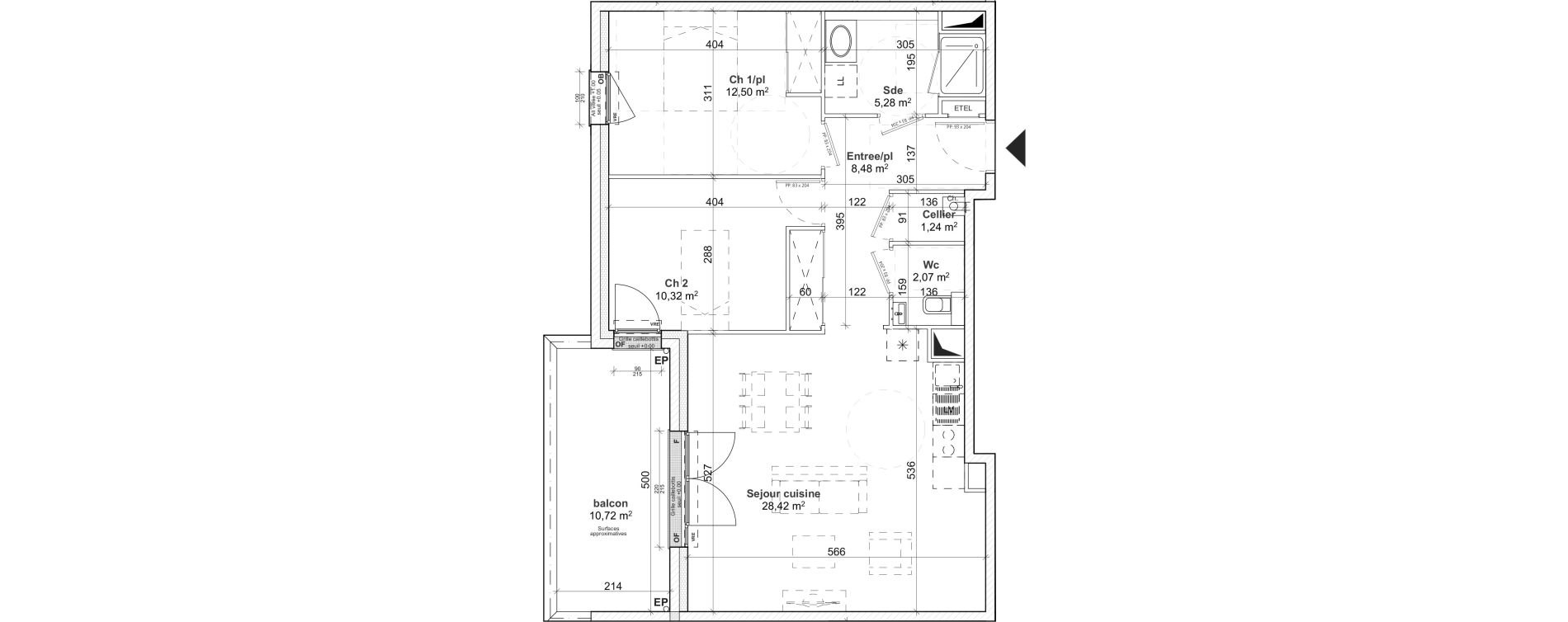 Appartement T3 de 68,31 m2 &agrave; Caen Le port
