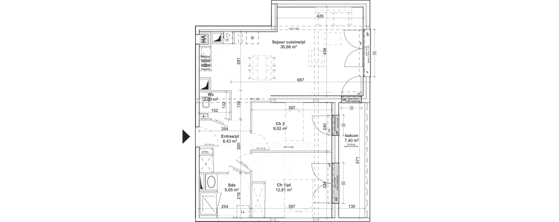 Appartement T3 de 66,49 m2 &agrave; Caen Le port