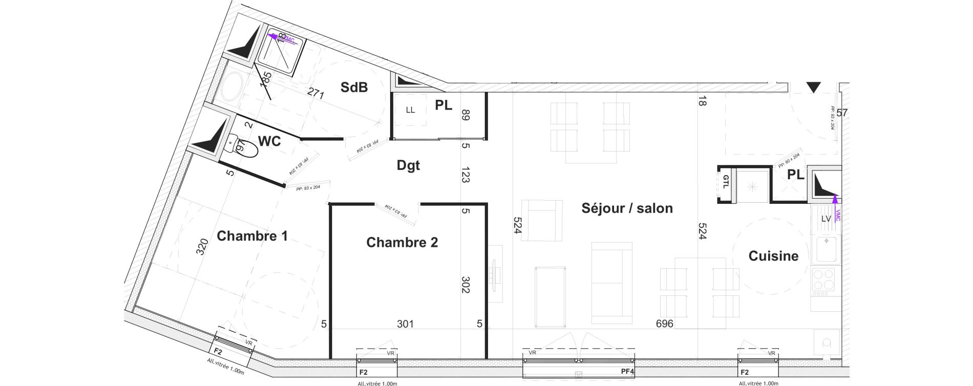 Appartement T3 de 68,43 m2 &agrave; Caen Bas venoix et prairie