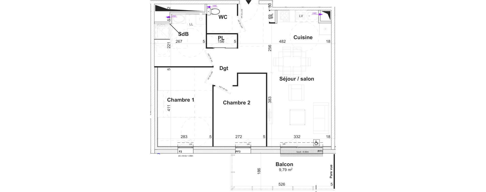 Appartement T3 de 62,08 m2 &agrave; Caen Bas venoix et prairie