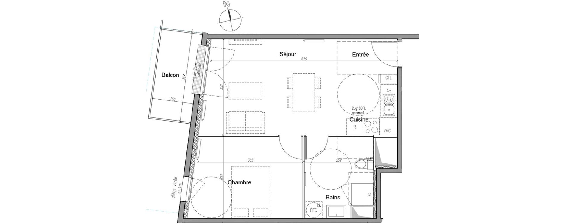 Appartement T2 de 43,70 m2 &agrave; Caen La folie - couvrechef