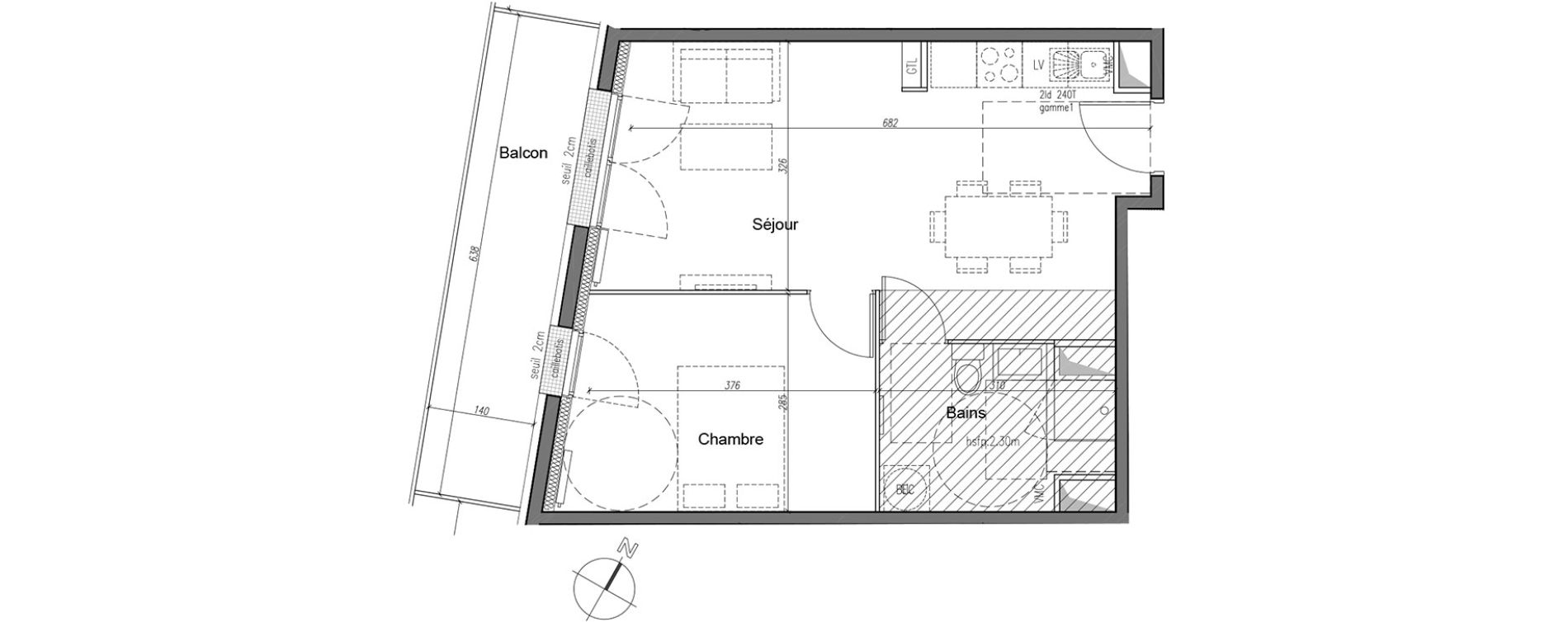 Appartement T2 de 41,40 m2 &agrave; Caen La folie - couvrechef